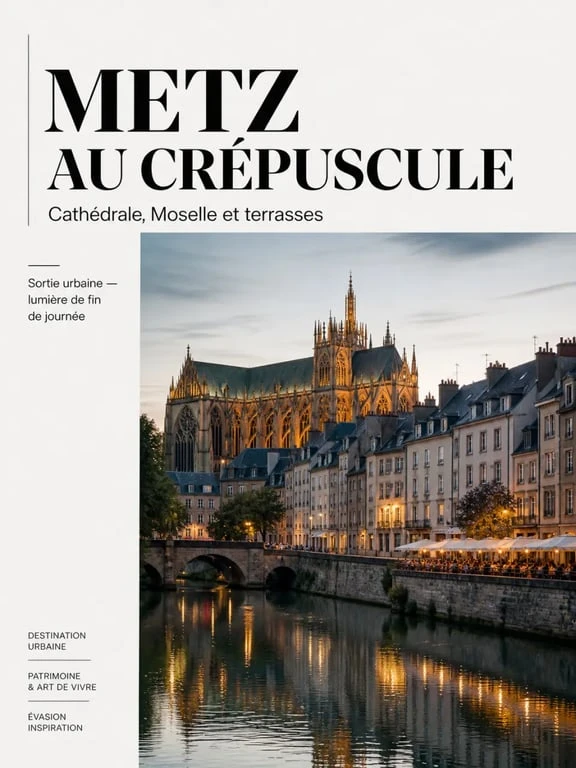 Sortir à Metz au crépuscule le long de la Moselle