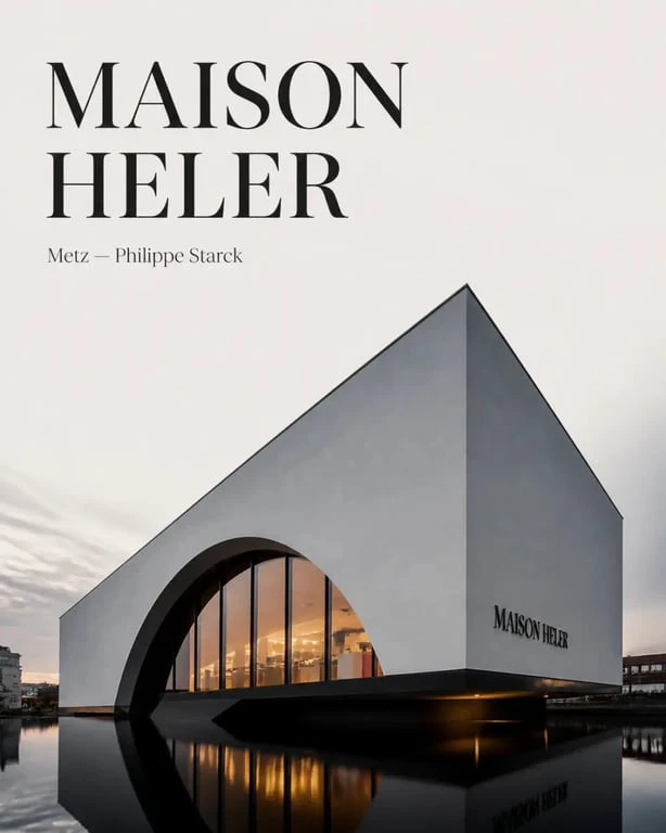 Restaurant heller à metz : façade contemporaine de la Maison Heler à Metz au crépuscule