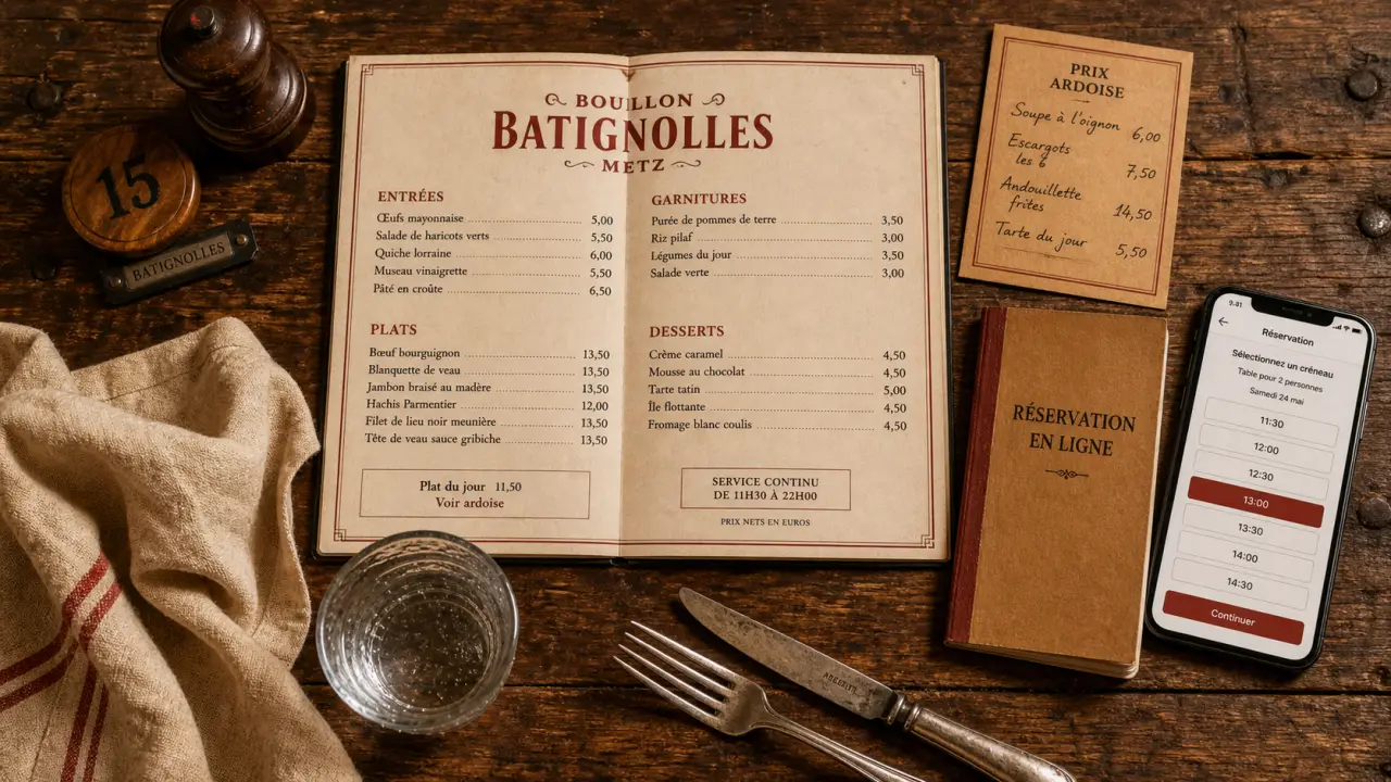 Restaurant bouillon metz : Bouillon Batignolles carte et prix doux