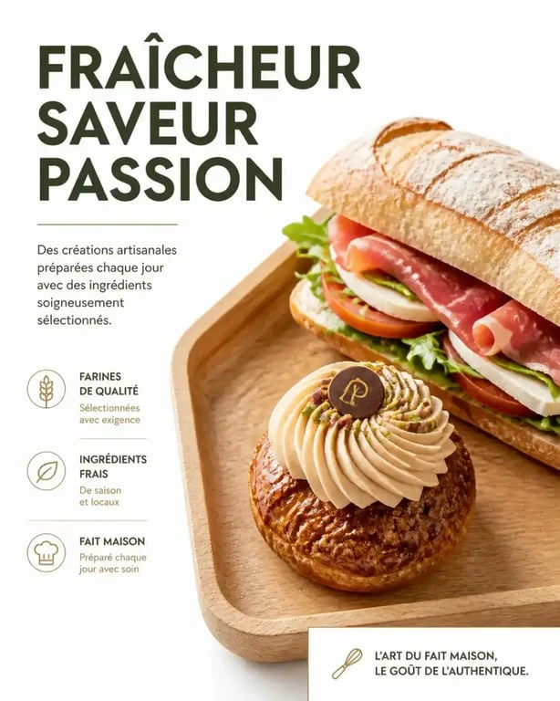 Gamme de pâtisseries et sandwichs maison chez Maison Pruvost