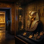 Expo pharaon Metz : vitrines Toutankhamon et chambres funéraires reconstituées