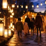 Sentier des lanternes Metz horaires : couloir lumineux au square Boufflers