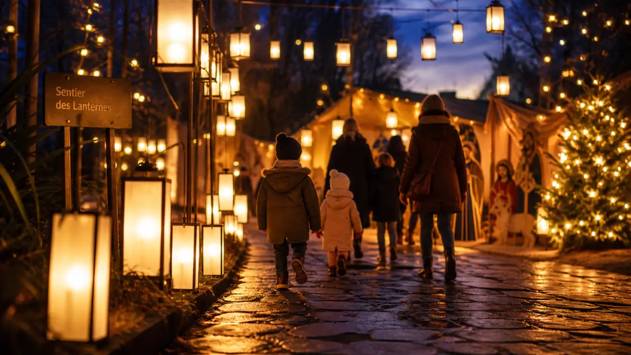 Sentier des lanternes Metz horaires : couloir lumineux au square Boufflers