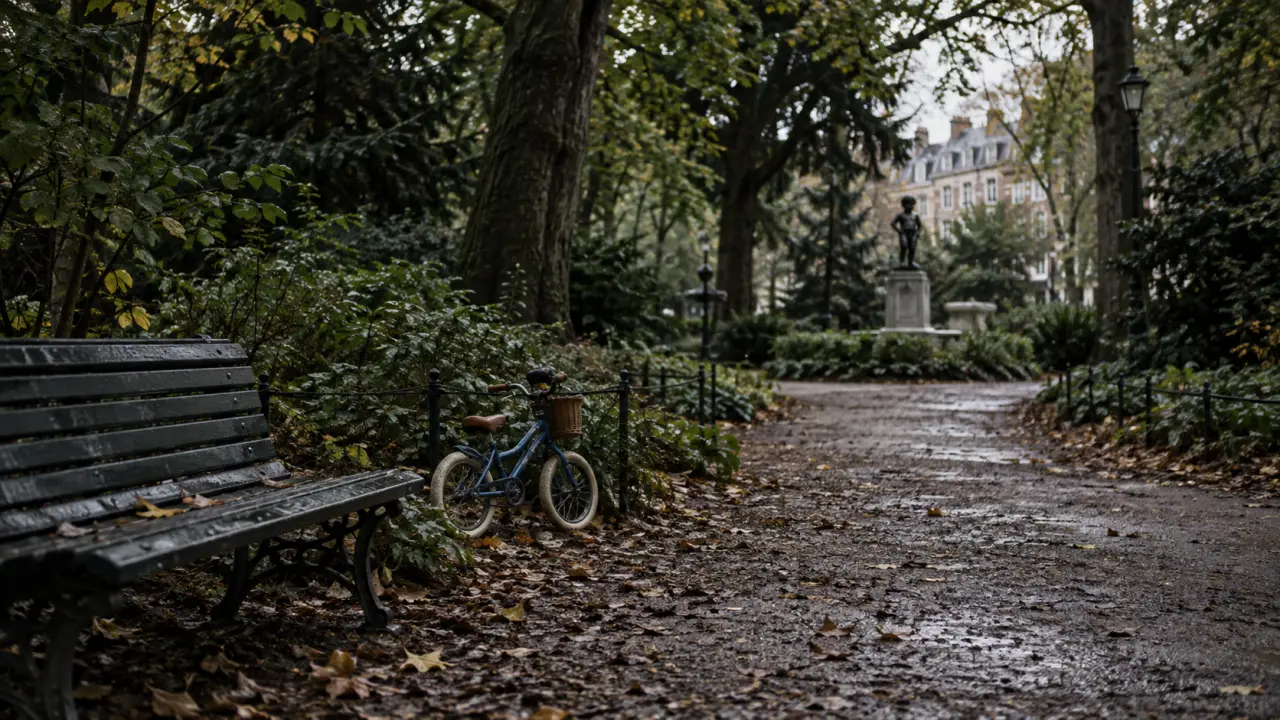 Square Foch à Lille : allée, banc et statue du P’tit Quinquin
