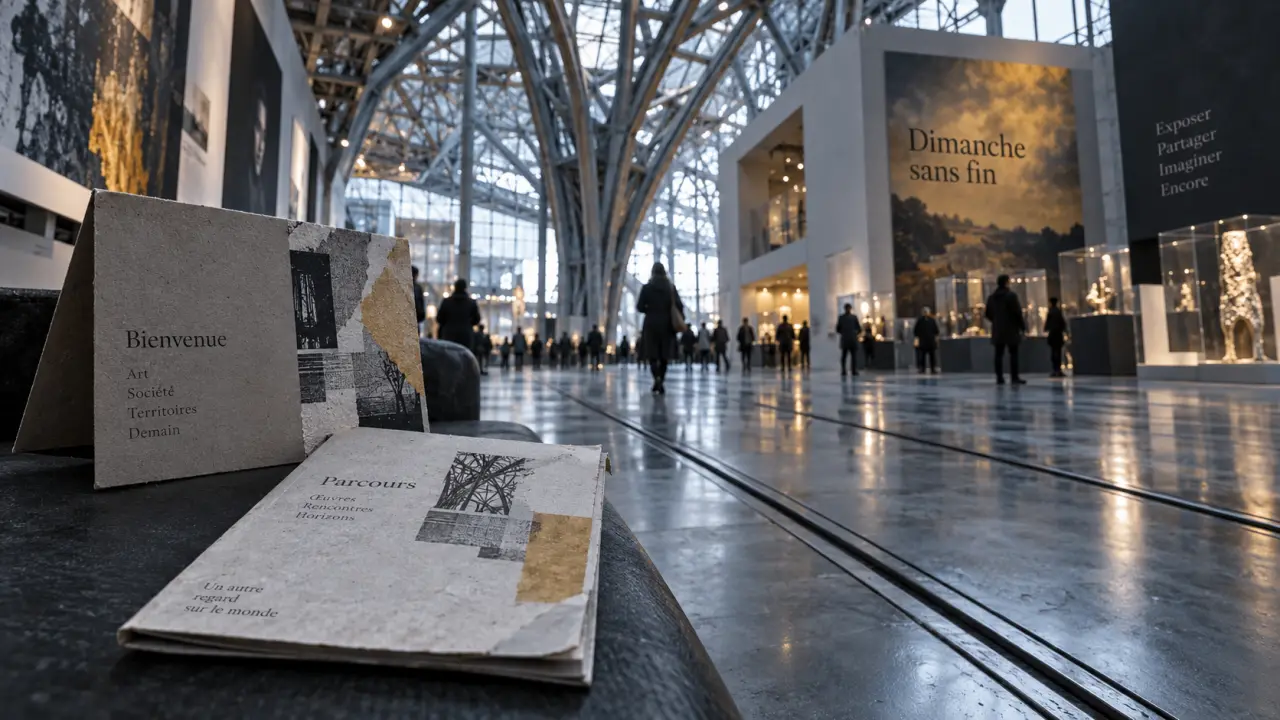 Beaubourg Metz expo : Grande Nef, guide d’accueil sur un banc