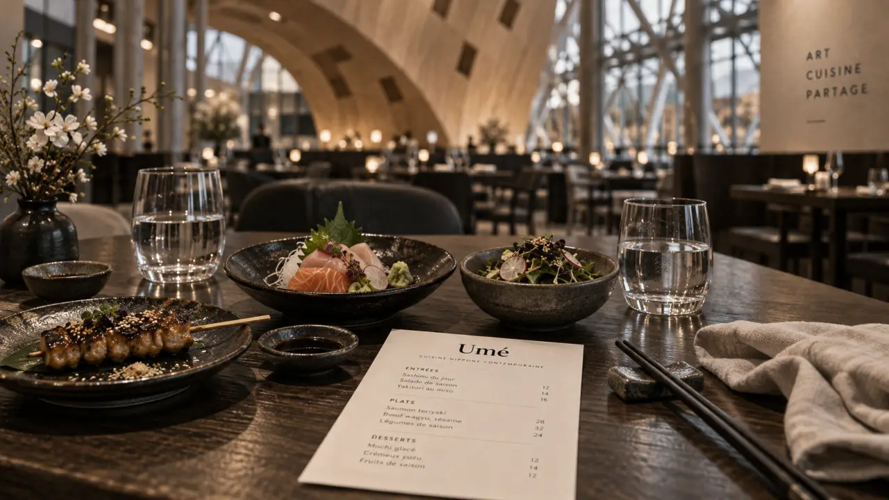 Restaurant du centre pompidou metz : table avec assiettes japonisantes Umé